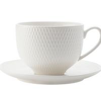 Maxwell & Williams Diamonds Round Cup & Saucer - White - 4 Pack-Dinnerware