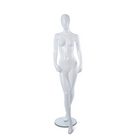 Mannequin abstrait femme adulte avec base en verre Can-Bramar, 70 po de hauteur, blanc brillant (RPFA-8)-Bras tendus pour faciliter l’habillage
