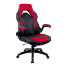 Fauteuil de jeu en cuir reconstitué Vortex de la gamme Emerge de Staples, noir et rouge-Dossier et siège en cuir reconstitué avec coutures aux couleurs contrastantes