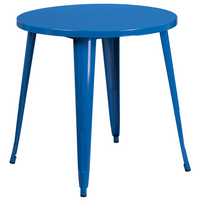 Table ronde de 30 po en métal bleu pour intérieur/extérieur (CH-51090-29-BL-GG)-Table de café en métal