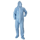 Lakeland Coverall, Hood Pyrolon Plus 2, Sm w/Boots, Blue, 10 Pack (07414B-S)-Material: Pyrolon