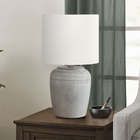 Monarch Specialties - Luminaire - 17 po H Lampe De Table - Céramique Gris - Abat-Jour Ivoire / Crème - Contemporain-Insérez une ampoule standard de 60W (non incluse) et profitez de la commodité d'un interrupteur à bouton rotatif facile à allumer et à éteindre, vous permettant de contrôler sans effort la lumière pour créer l'atmosphère parfaite
