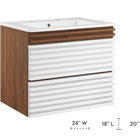 Modway - Render Support mural de 24" Vanette de salle de bain - Blanc Noyer Blanc-Conception murale