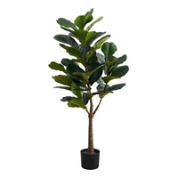 Monarch Specialties 47" Artificial Indoor Fiddle Tree - Floor - Black Pot-Add a vibrant burst of greenery to any floor of your home or office with this 47" tall artificial indoor fiddle tree in a 6" black pot