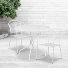 35.25'' Round White Indoor-Outdoor Steel Patio Table Set with 2 Round Back Chairs [CO-35RD-03CHR2-WH-GG]-Set Includes Table and 2 Chairs