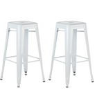 Plata Decor - Tolix 30"H Tabouret - Blanc - paquet de 2-Tabouret de comptoir