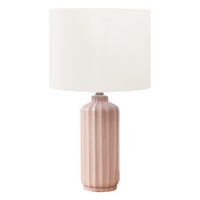 Monarch Specialties - Luminaire - 23 po H Lampe De Table - Céramique Rose - Abat-Jour Ivoire / Crème - Contemporain - Moderne-Cette élégante lampe de table de 23 pouces de haut est dotée d'une base chic en céramique rose brillante nervurée et d'un abat-jour sophistiqué en tissu ivoire, ce qui en fait la pièce d'accentuation parfaite pour rehausser n'importe quel style de décoration