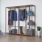 TRINITY Modular Bamboo Closet Organizer - 2-Piece Set, Bronze Anthracite (TBFPRA-2704)-One 4-Tier Bamboo Shelving Rack: 2 Fixed Bamboo Shelves: 13.4" x 20"/ 2 Adjustable Bamboo Shelves: 13.4" x 20" with 200 lbs total weight capacity