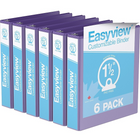 Davis Group Super offre Easyview, Reliure View à anneaux ronds 1.5 po, personnalisable, paquet de 6 - Violet-3 Reliure À Anneaux