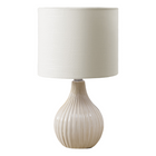 Monarch Specialties 17" H Contemporary Table Lamp - Beige Ceramic / Ivory / Cream Shade-This 17"h table lamp features a chic, lustrous beige ceramic base in a tear drop shape with a textured ribbed design, perfectly complemented with an ivory fabric shade, adding a fashionable touch to your living room, bedroom, or office