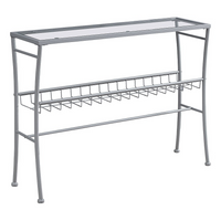 Monarch Specialties 2128 Accent Table - 42"L/Silver /Tempered Glass Hall Console-Spacious clear tempered glass rectangular table top to drop off your keys, mail, or place decorative objects