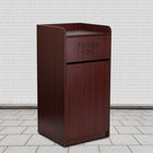 Flash Furniture â€“ Poubelle en bois pour déchets et plateaux avec couvercle, 36 gal, acajou-La porte permet un enlèvement rapide et facile des déchets