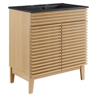 Modway - Render 30" Vanette de salle de bain - Noir de chêne-Style moderne du milieu du siècle