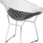 Nicer Furniture - chaise en fil de diamant de style Bertoia - coussin en PU noir-Manchot