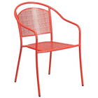 30'' Round Coral Indoor-Outdoor Steel Folding Patio Table Set with 4 Round Back Chairs [CO-30RDF-03CHR4-RED-GG]-4