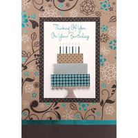 Rosedale – Cartes de souhaits et enveloppes d’anniversaire, Thinking Of You, fête, doré, 5 1/2 x 8 po, 6/paquet (19767)-Imprimées sur papier cartonné non couché de haute qualité