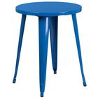 Table ronde de 24 po en métal avec 2 chaises à dossier à lattes verticales, int/ext, bleu [CH-51080TH-2-18VRT-BL-GG]-Revêtement thermolaqué bleu