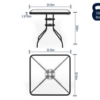 Table carrée de 31,5 po en verre/métal et 4 chaises empilables noires en aluminium avec dossier à lattes (TLH-0732SQ-017CBK4-GG)-6
