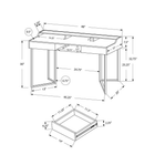 Monarch Specialties 7360 48" Computer Desk - Dark Taupe/Black Metal-Strong angular black metal legs for a distinctive modern appeal