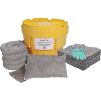 Zenith – Trousse de déversement universel, 20 gallons, avec contenant en polyéthylène-Contenu : 50 feuilles absorbantes (15 x 17 po), 4 remblais tubulaires (3 x 48 po), 2 tampons absorbants (8 x 18 po), 1 paire de gants en nitrile, 2X-grand (11), 1 paire de lunettes de sécurité (taille unique), 1 sac à déchets (26 x 36 po)