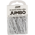 JAM Paper Coloured Jumbo Paper Clips, Large, White Paperclips, 6 Packs of 75, 450 Total (2184934g)-Length: 2"