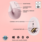 Logitech Lift Vertical Ergonomic Mouse - Rose-Connect your way: Connect via Bluetooth Low Energy or Logi Bolt USB to Windows, macOS, iPadOS, Chrome OS, or Linux, and enjoy up to 2 years battery life