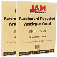 JAM Paper 65 lb, papier couverture cartonné recyclé parchemin, 8 1/2 x 11 po, or antique, paquet de 100 feuilles-Or antique