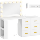 HOMCOM - Coiffeuse avec miroir et 12 lumières led - 46,5 po L x 30,7 po l x 53,1 po H - blanc-12 ampoules LED avec 3 modes de couleur pour un éclairage maquillage optimal 