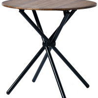 Homy Casa 31.5"W Round Multifunctional Conference Table - Walnut-Modern round dining table made with walnut wood finish and a strong metal frame for durability and style