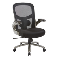Pro-Line II Big and Tall Mesh Back Executive Chair with Mesh Fabric Seat and Titanium Base -Thick padded contour black mesh fabric seat and mesh back with adjustable lumbar support