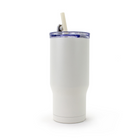 Gry Mattr - Tasse de voyage avec paille - 700 ml - Blanc-Couvercle transparant