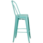 Tabouret de bar de qualité commerciale, de 30 po avec dossier en métal vert menthe pour l'intérieur et l'extérieur-Le trou de vidange du siège facilite le séchage
