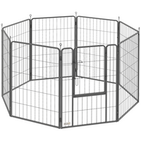 PawHut 8-Panel Heavy Duty Foldable Dog Playpen - 39" H-Eight panels are configured into various shapes for versatile setups