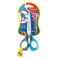 Maped USA Sensoft 3D Ciseaux à pointe émoussée, 5", assortis, paquet de 12-Spécialement conçus pour les gauchers, les ciseaux pour gauchers Maped Sensoft sont vraiment dotés de lames inversées pour une visibilité facile et une ergonomie spécialement conçue.