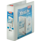 Cardinal XtraLife ClearVue Locking D-Ring Binder, White, 3”-Interior pockets on the front and back