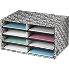 Fellowes Brocade Desktop Literature Sorter - Letter Size - White/Black-Organizes mail, forms, catalog sheets or any letter size literature