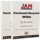 JAM Paper Parchment Cardstock, 8.5 x 11, 65lb White Recycled, 2 packs of 50 (171114g)-White parchment