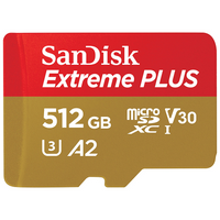 Sandisk Extreme Plus microSDXC UHS-1 Card With Adapter - 512GB-Compatible with most devices that support microSDXC cards For wide-ranging use