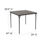 Flash Furniture 34" Square Bi-Fold Dark Grey Plastic Folding Table with Carrying Handle-Folds in half for storage and travel