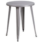 Ensemble avec table ronde en métal argenté et 2 sièges à bras ajourés, intérieur/extérieur, 24 po (CH-51080TH-2-18ARM-SIL-GG)-Métal