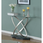 Brassex Chantal Sofa Table, Silver/Black (275-08)-Black/Silver finish with tempered glass