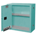 Justrite Sure-Grip Ex Acid/Corrosive Storage Cabinets, Sliding Door, Self-Closing, 43" x 18" x 65"-Poly liners on shelves and poly sump liner are removable for easy cleaning