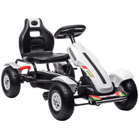 Aosom - Go-kart à pédales pour enfants avec siège réglable, roues en caoutchouc - blanc-Frein à main, roue libre et fonctions de marche arrière pour un excellent contrôle et une grande maniabilité 