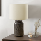 Monarch Specialties - Luminaire - 17 po H Lampe De Table - Résine Brune - Abat-Jour Ivoire / Crème - Contemporain - Moderne-L'interrupteur pratique à bouton rotatif marche/arrêt fait fonctionner facilement une ampoule de 60 W (non incluse) pour contrôler sans effort votre éclairage et mettre de l'ambiance dans une pièce