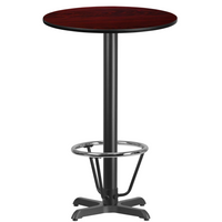 Flash Furniture Dessus de table rond de 24 po en stratifié d’acajou avec anneau de pied-Table d'hospitalité à hauteur de bar