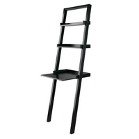 Winsome Bellamy Leaning Desk with 2 Shelves, Black (29323)-Ideal for smaller rooms and tight spaces