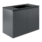 Modway - Bryn Support mural de 36" Vanette de salle de bain - Gris Noir-Vanité de salle de bain moderne