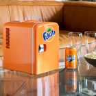 Coca-Cola Fanta Portable 6 Can Thermoelectric Mini Fridge Cooler/Warmer - 4 L / 4.2 qt-Self-locking door handle