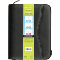 Day-Timer Undated Avalon Leather-Like Vinyl Refillable Day Planner - Black - Desk - 5-1/2" x 8-1/2" - Bilingual-Page size: 5-1/2" x 8-1/2"