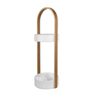 Umbra Hub Umbrella Stand, White and Natural (320240-668)-Painted white composite wood / natural ashwood